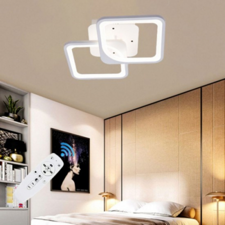 Aplice și plafoniere - LUSTRA LED PATRATE 50W CU 2 BRATE 3 CULORI+IR 550mm x 115mm
