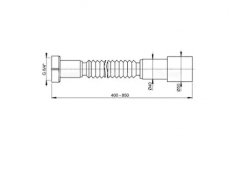 Racord flexibil fara ventil, 1,1/2″ x 40/50 Ani Plast,cu piulita din plastic [1]