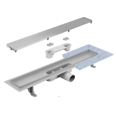 Rigola dus pardoseala,Glass White,Lungime 70 cm,reversibila,grila sticla securizata alba,cuva inox AISI304 [2]