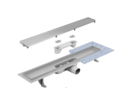 Rigola dus pardoseala,Techman ONDA,Lungime 80 cm,reversibila,grila faiantabila cu model,cuva inox AISI304 [2]
