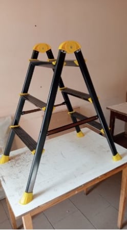 Scara metalica dubla 3 trepte, vopsita, negru [2]
