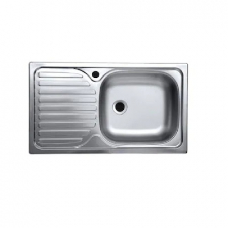 Set chiuveta INOX masca cuva dreapta  80x50 cm, baterie bucatarie tija lunga si sifon de scurgere [1]