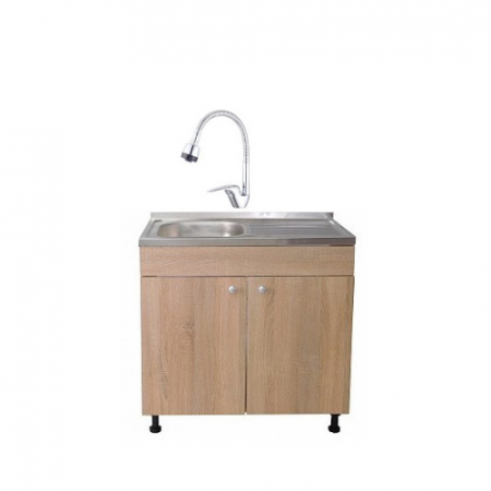 Mobilier - Set ,Masca Chiuveta sonoma ,Raulconstruct, 80 cm X 50 cm X 80 cm, Chiuveta inox ,Baterie lebada flexibila si Sifon scurgere G207EU