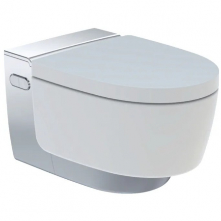 Set vas WC Geberit AquaClean Mera Comfort Rimfree suspendat cu capac soft-close electric cu functie de bideu, 39x59 cm, crom [6]