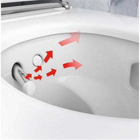 Set vas WC Geberit AquaClean Mera Comfort Rimfree suspendat cu capac soft-close electric cu functie de bideu, 39x59 cm, crom [1]