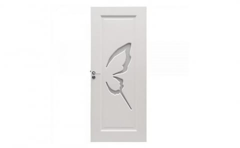 Usi interior - Usa de interior din lemn cu geam BestImp B04-88-V,  stanga/dreapta, Alb, 203 x 88 cm, toc reglabil