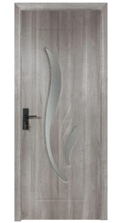 Amenajari interioare - Usa de interior din lemn cu geam, SuperDoor F03-78-L, stanga / dreapta, gri, 78 x 203 cm