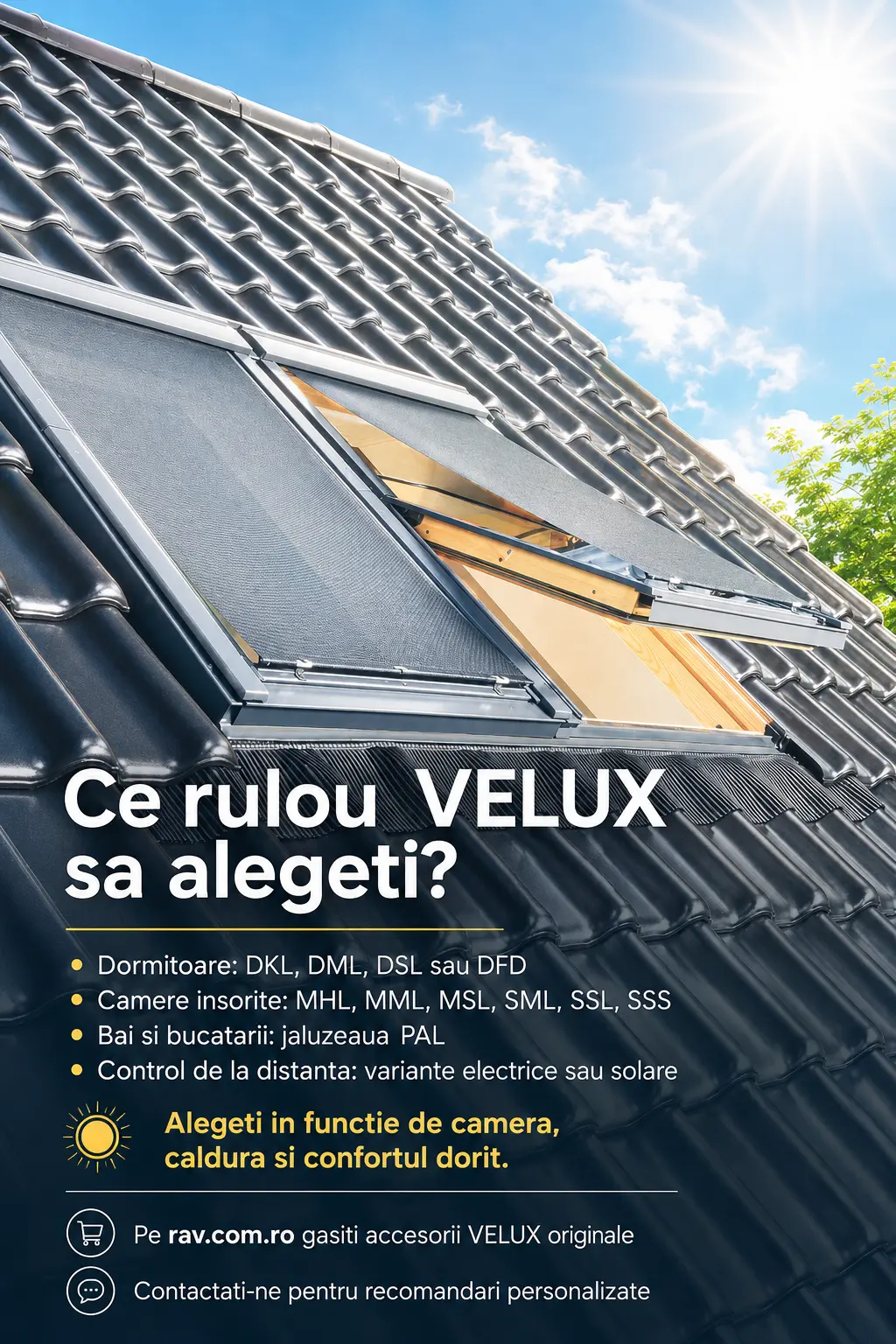 Alegeti ruloul VELUX potrivit