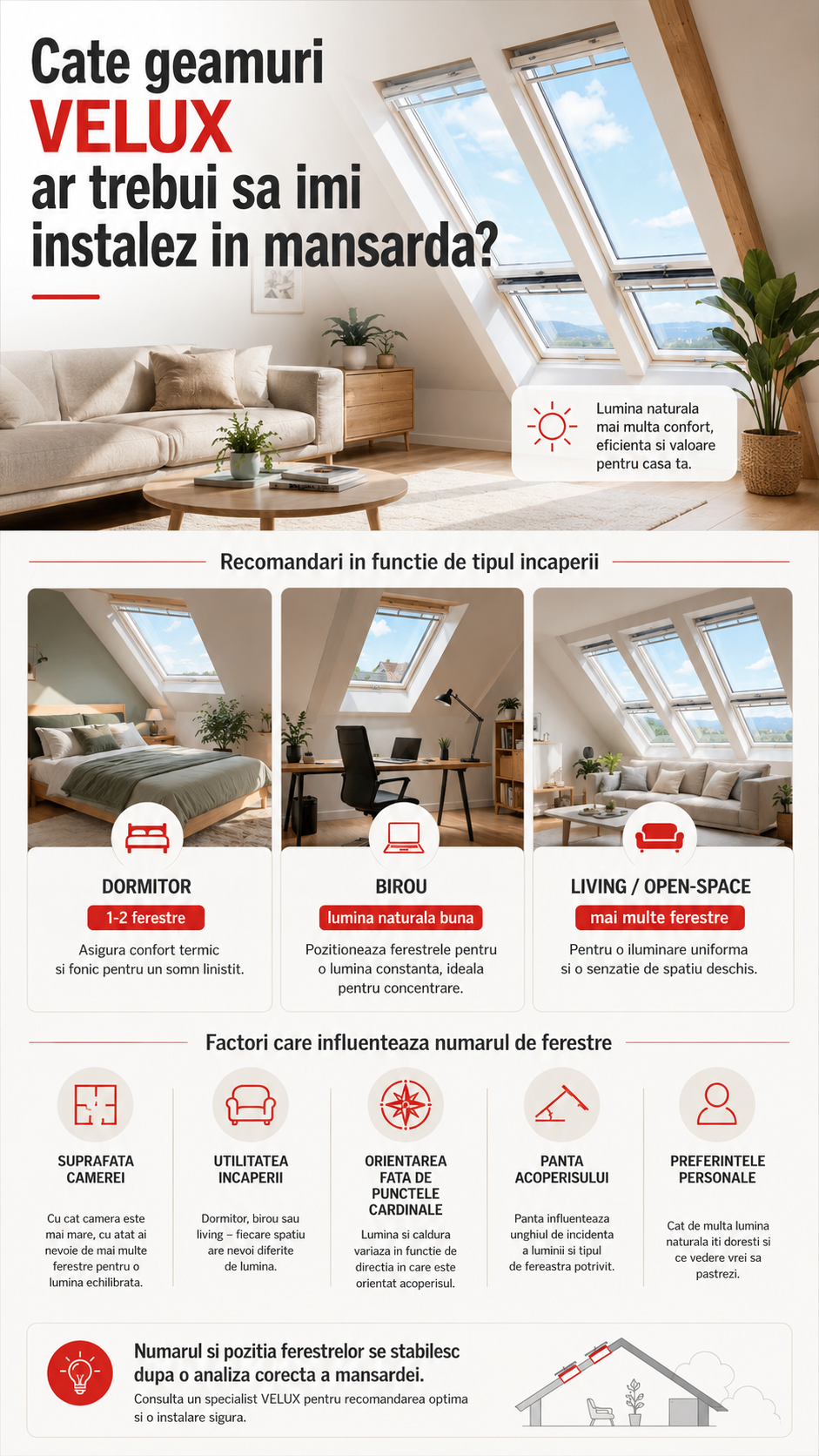 Cate geamuri VELUX ar trebui sa imi instalez in mansarda ?
