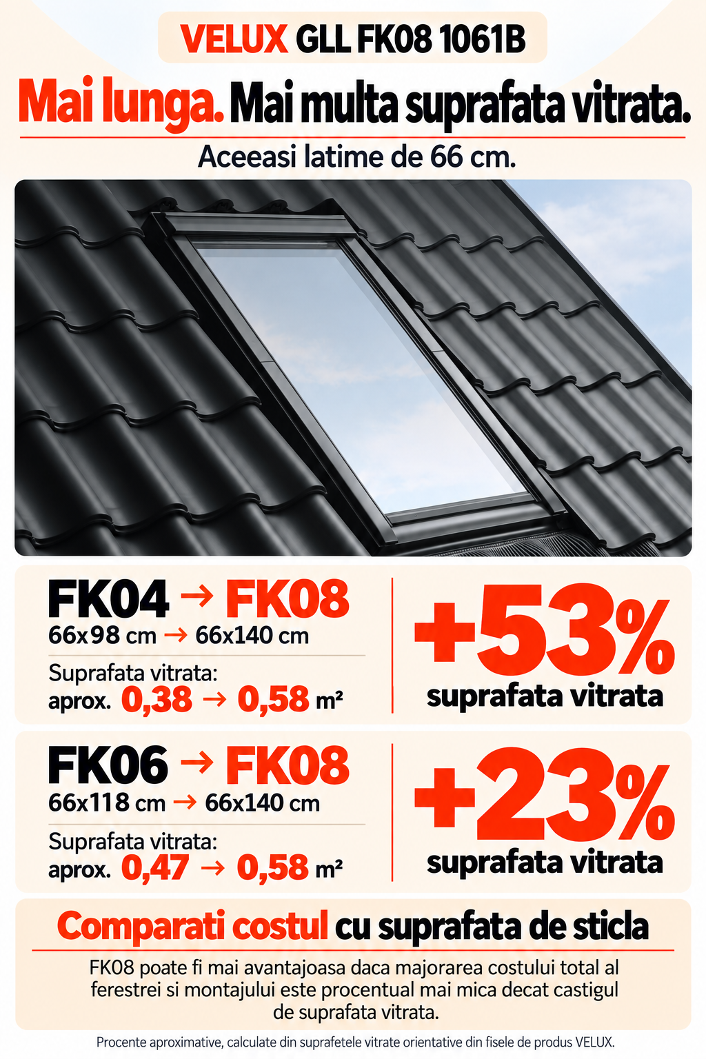 Ferestrele VELUX mai lungi sunt mai avantajoase