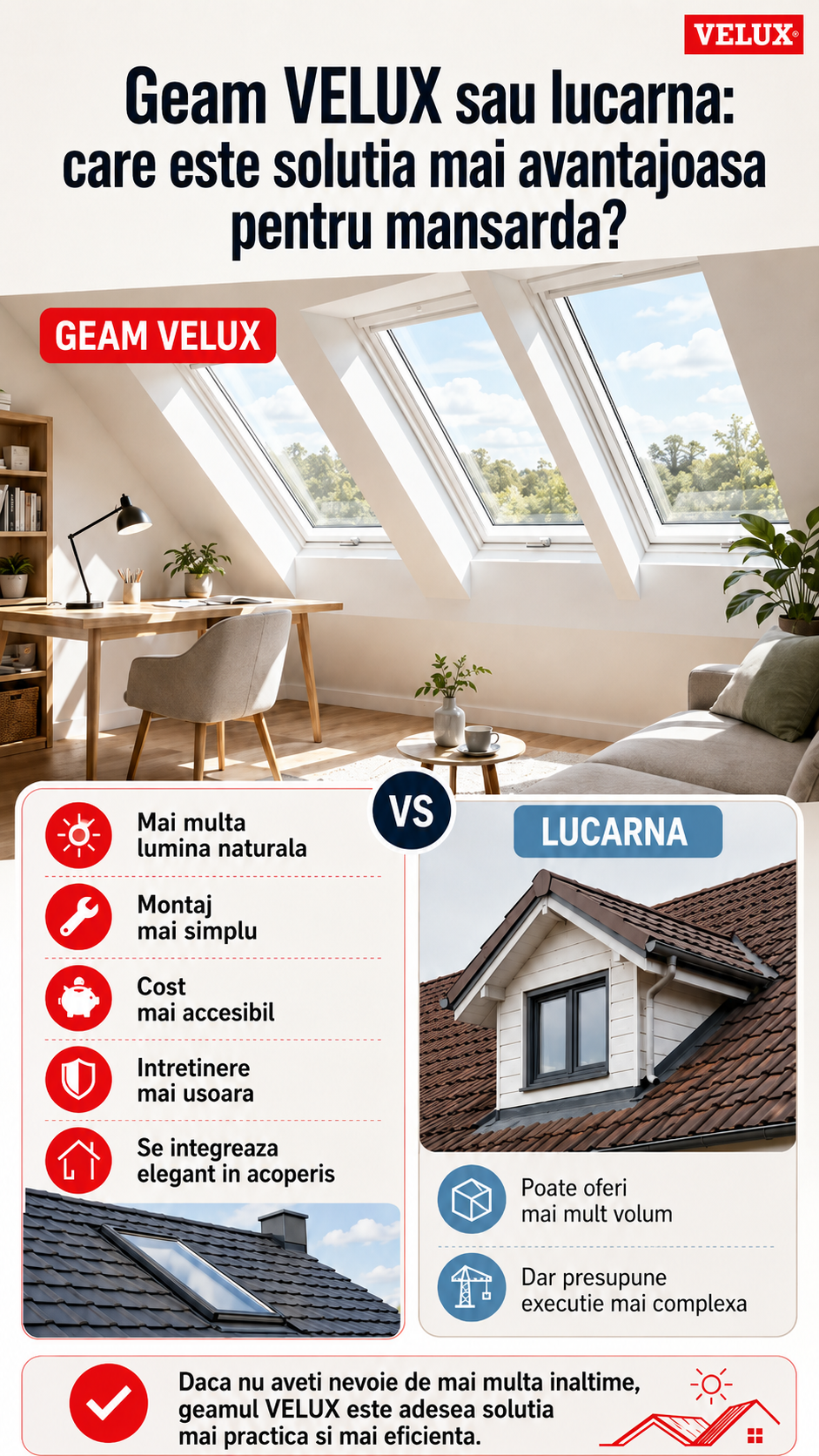 Geam VELUX sau lucarna ?