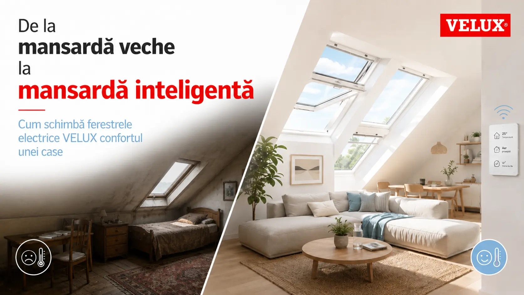 De la mansarda veche la mansarda inteligenta: cum schimba ferestrele electrice VELUX confortul unei case
