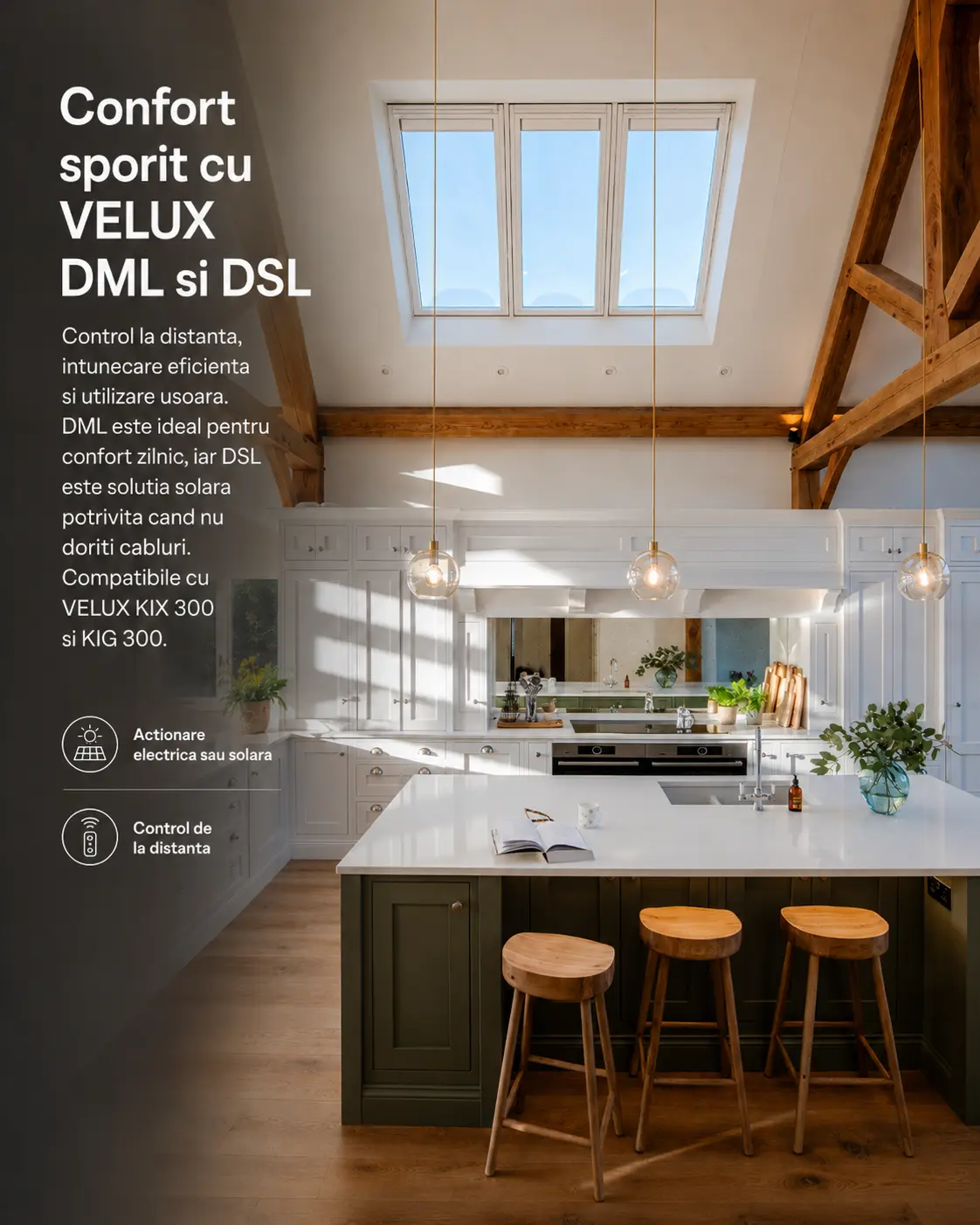 Rulouri electrice VELUX DML si VELUX DSL