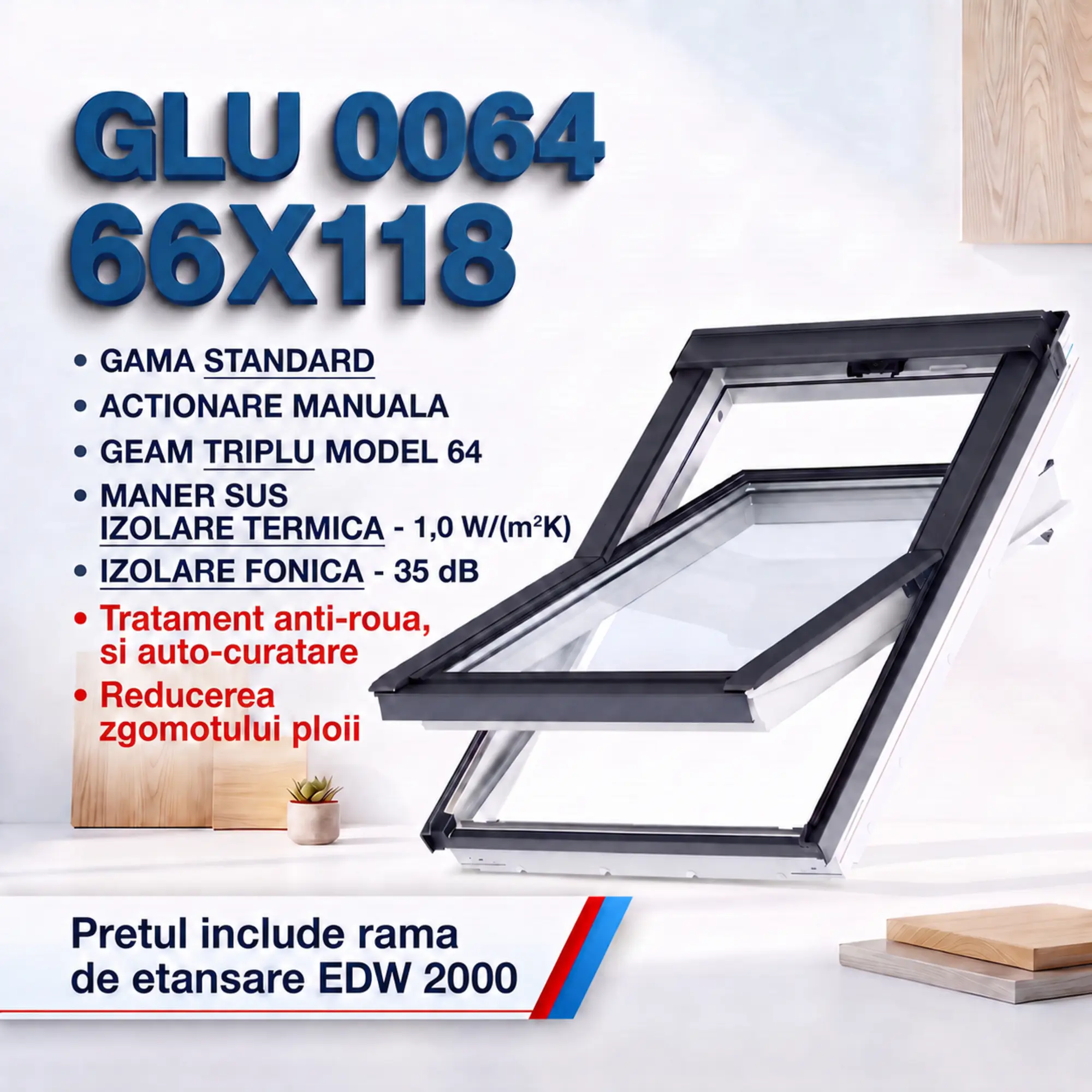 Geamuri VELUX cu rama Energy - Fereastra VELUX 66x118 pentru case eficiente energetic