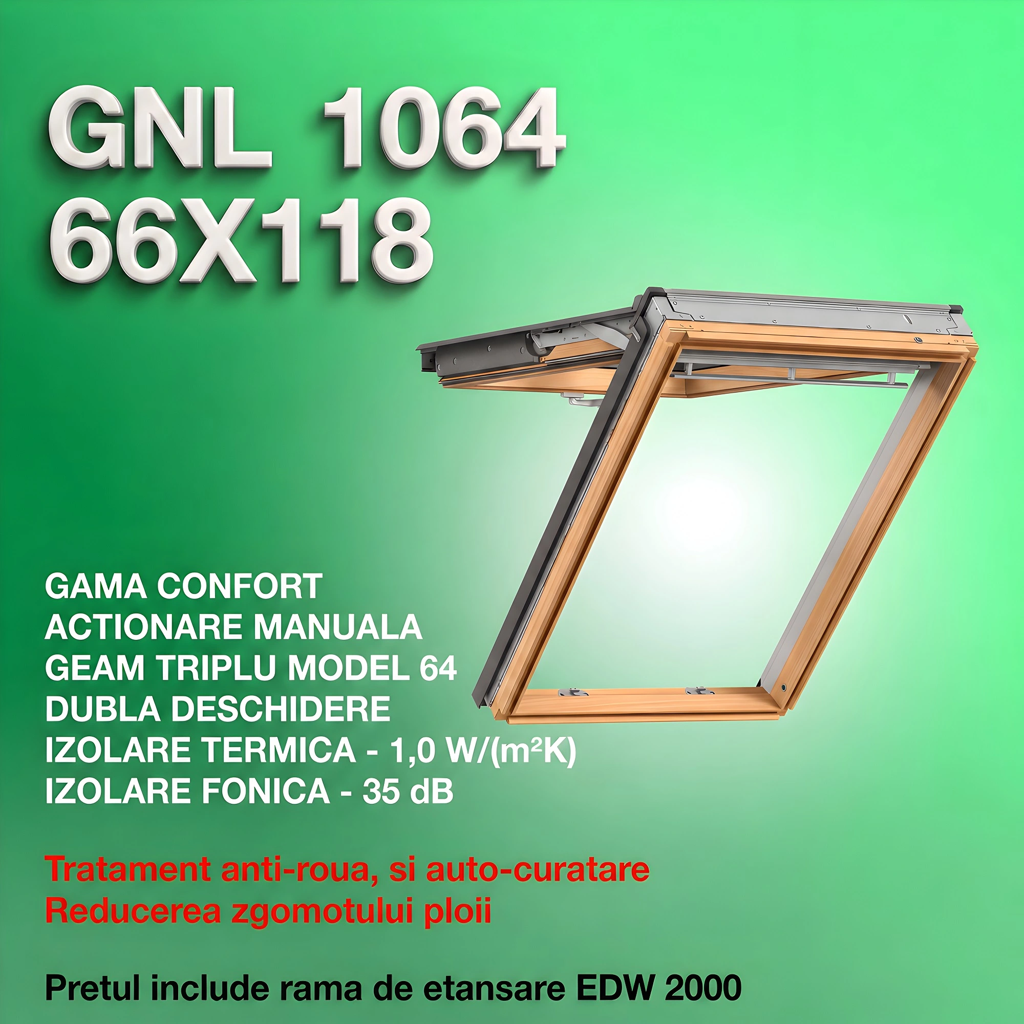 Geamuri VELUX cu rama Energy - Fereastra VELUX 66X118 GNL 1064 + Rama EDW 2000