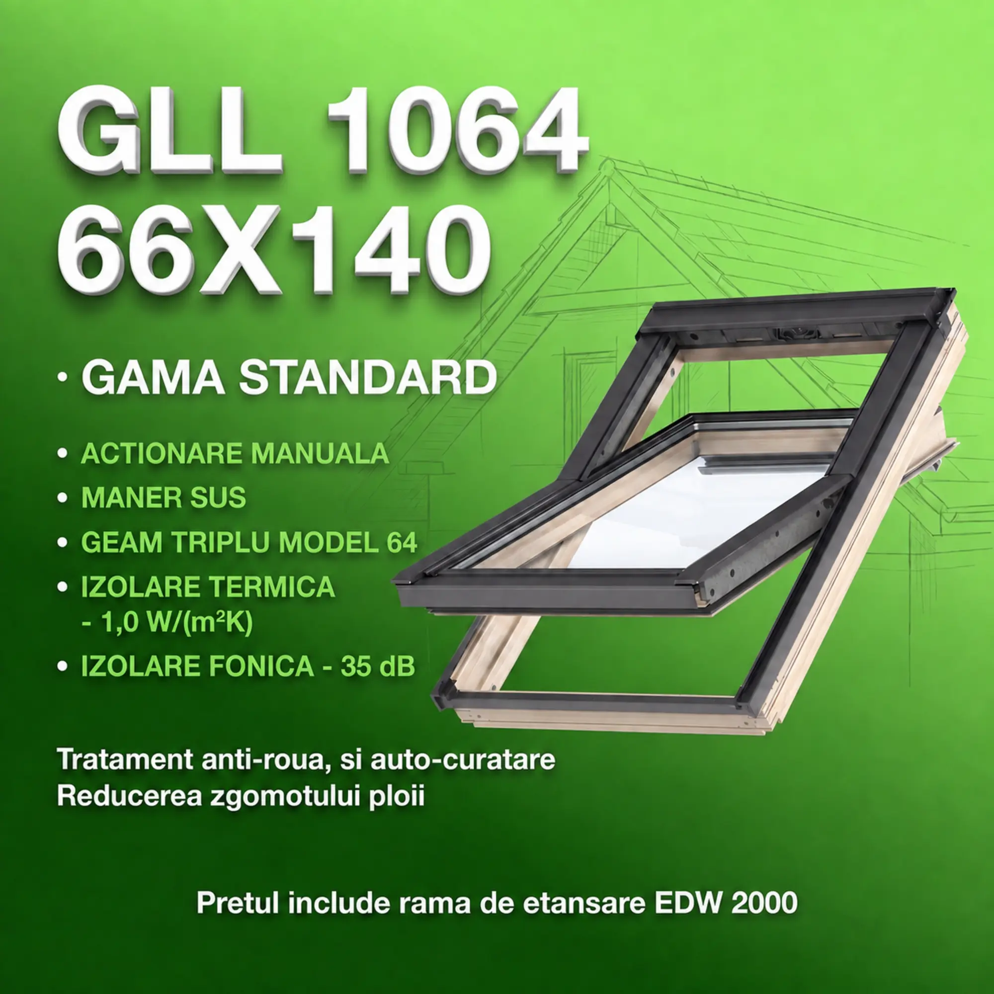 Geamuri VELUX 66X140 - Geam VELUX 66X140 cu izolatie foarte buna