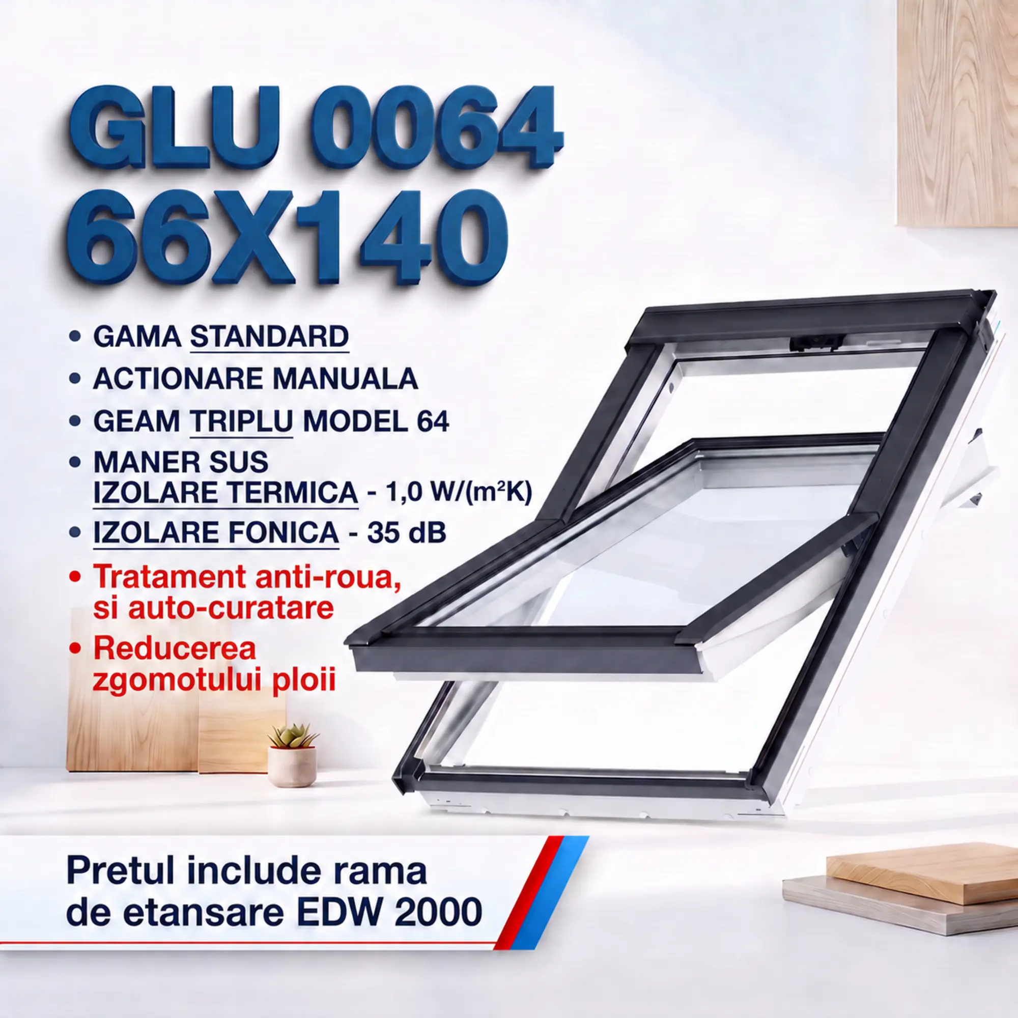 Geamuri VELUX cu rama Energy - Fereastra VELUX 66x140 pentru case eficiente energetic