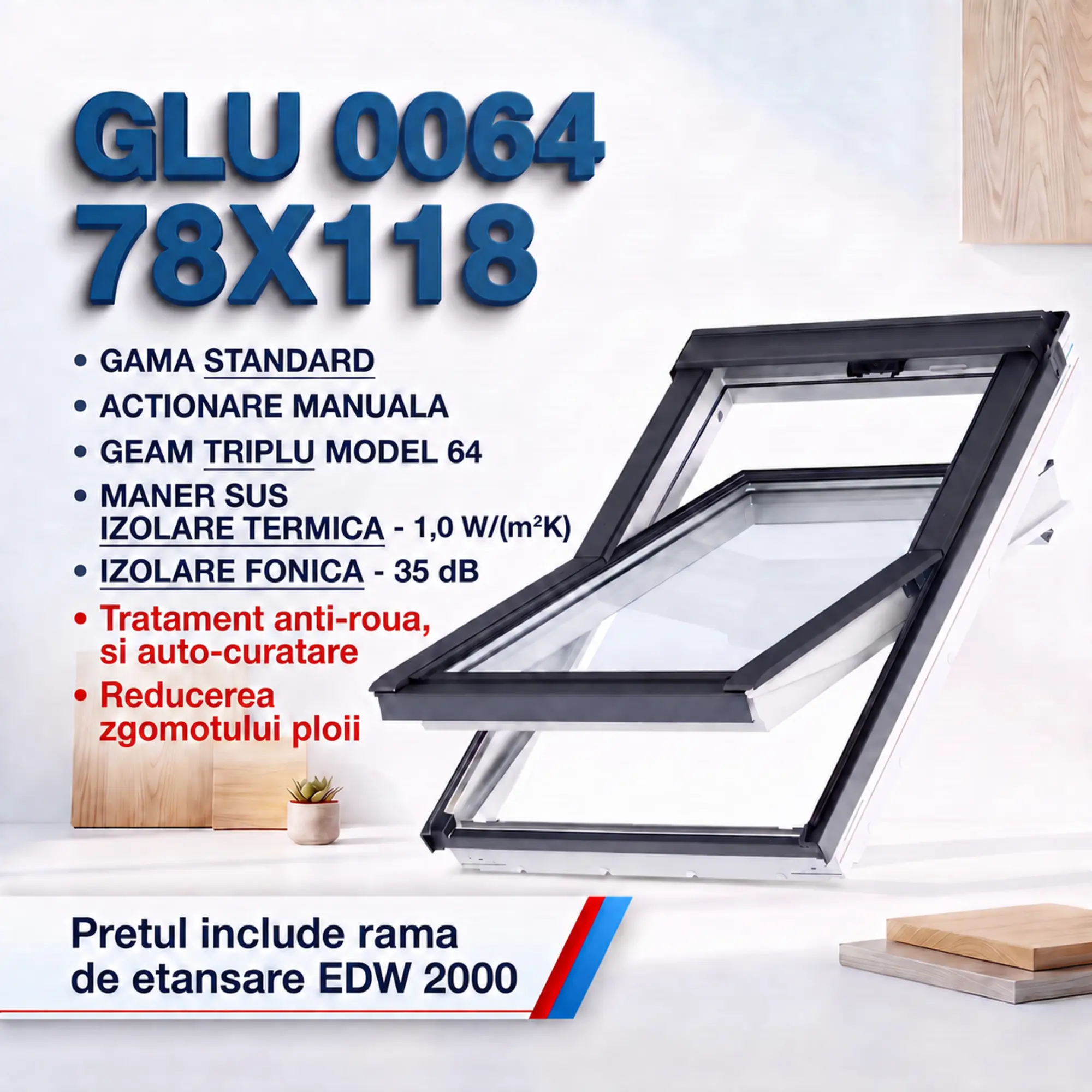 Geamuri VELUX cu rama Energy - Fereastra VELUX 78x118 pentru case eficiente energetic