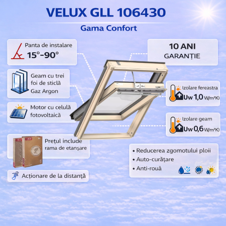 Ferestre de mansarda VELUX - Fereastra VELUX cu celula fotovoltaica - GLL 106430