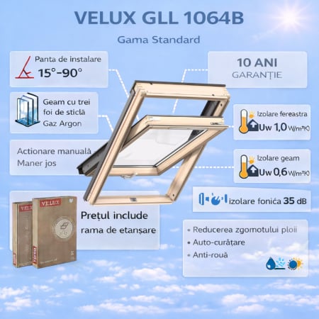 Ferestre VELUX Gama Standard - Fereastra de mansarda VELUX GLL 1064B