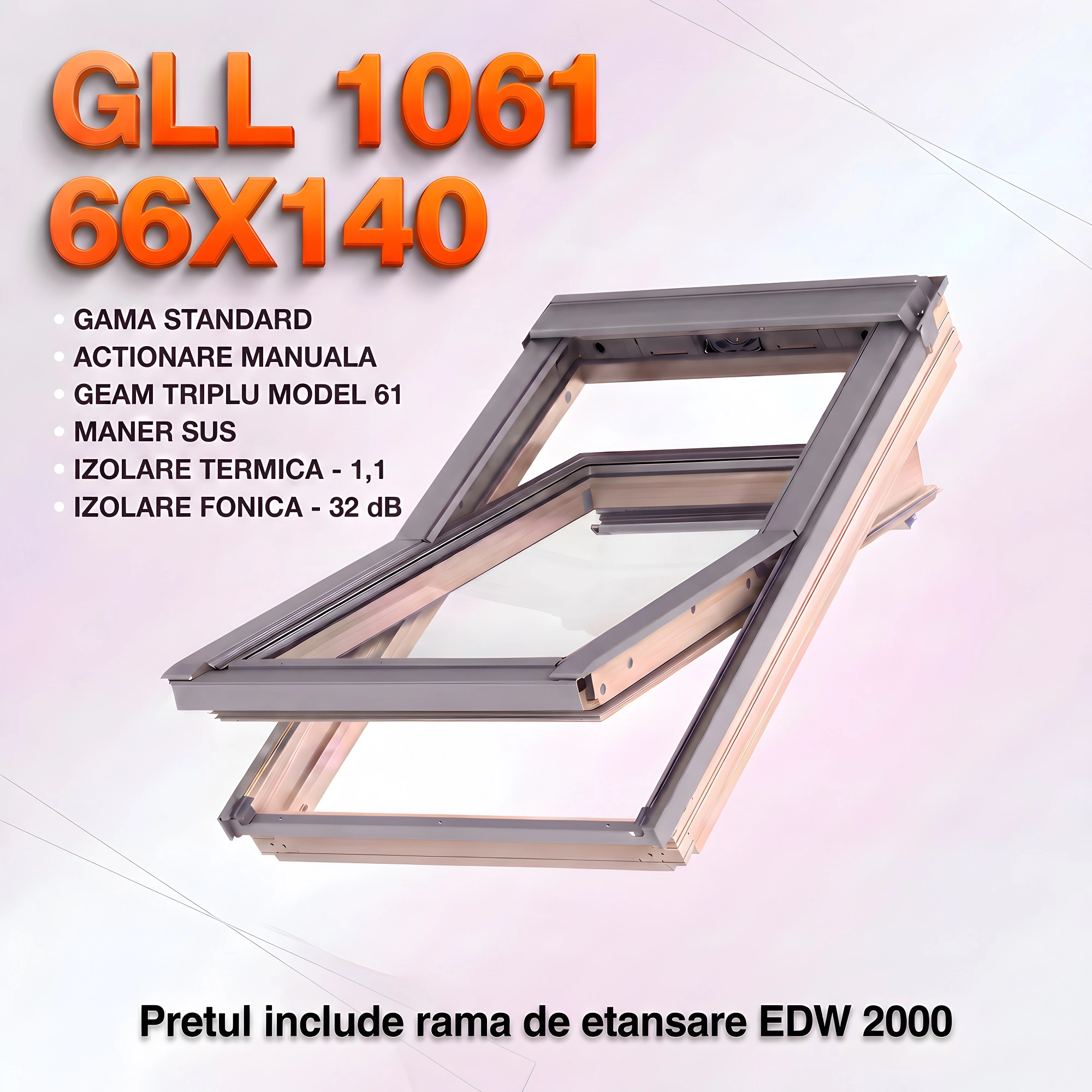 Fereastra VELUX GLL 66X140 1061 + Rama EDW 2000 - Rav Construct Company