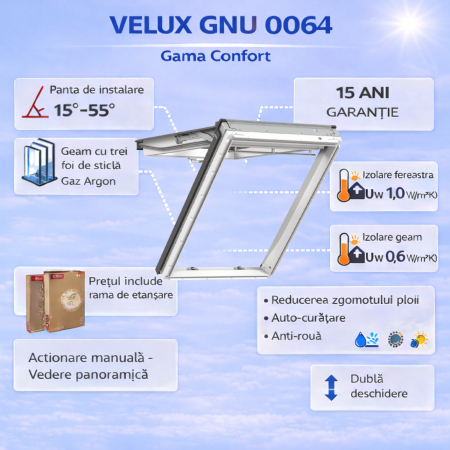Ferestre VELUX Gama Confort - Fereastra de mansarda VELUX GNU 0064