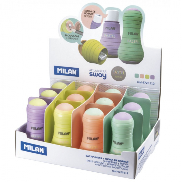 Ascuțitoare cu Radieră Sway Pastel Milan [2]