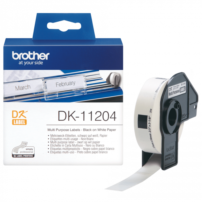 Brother DK-11204, Rolă Etichete, negru pe alb, 17x54mm [1]