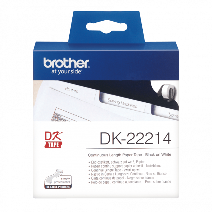Brother DK-22214, Rolă de hârtie continuă, negru pe alb, 12mm/30,48m [2]