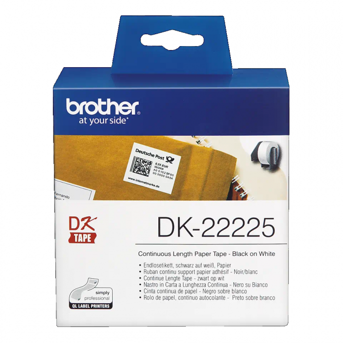Brother DK-22225, Rolă etichete, negru pe alb, 38x30.48m [2]