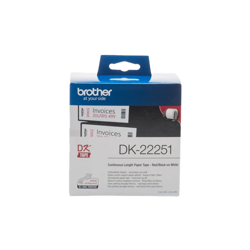 Brother DK-22251, Rolă de hârtie continuă originală  – negru și roșu pe alb, lățime de 62mm [2]