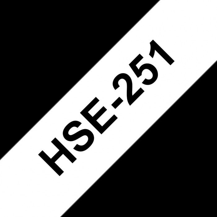 Casetă cu bandă de etichete termocontractabilă originală Brother HSe-251 – negru pe alb, lățime de 23,6mm [1]