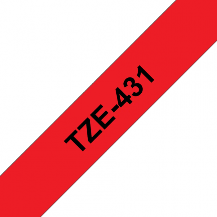 Casetă cu bandă de etichete originală Brother TZe-431 – negru pe roși, 12mm lățime [4]