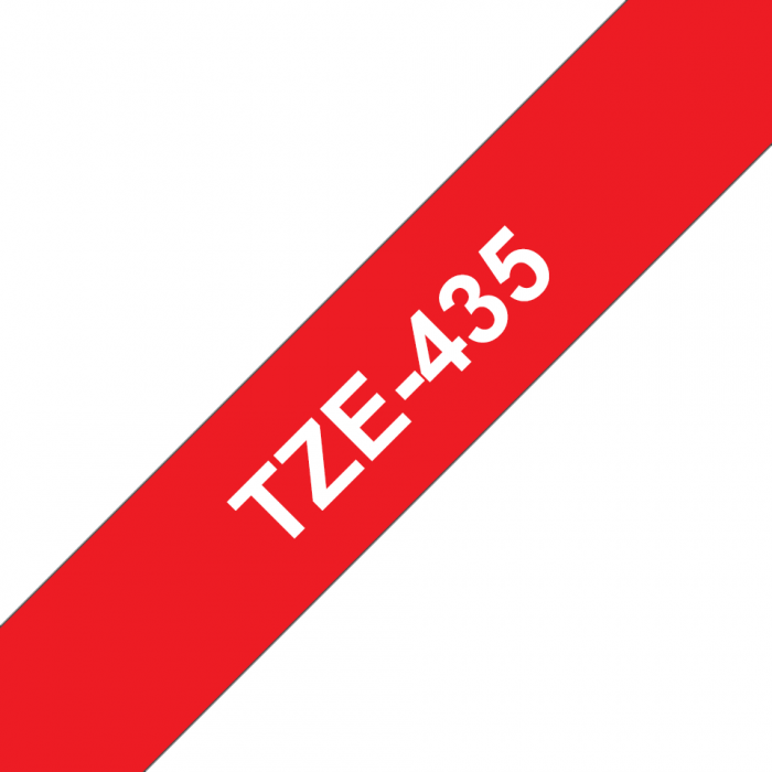 Casetă cu bandă de etichete originală Brother TZe-435 – alb pe roșu, lățime de 12mm [4]
