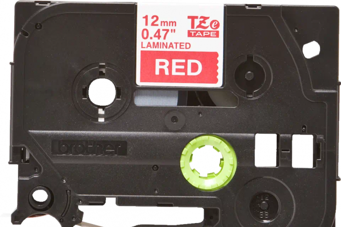 Casetă cu bandă de etichete originală Brother TZe-435 – alb pe roșu, lățime de 12mm [3]