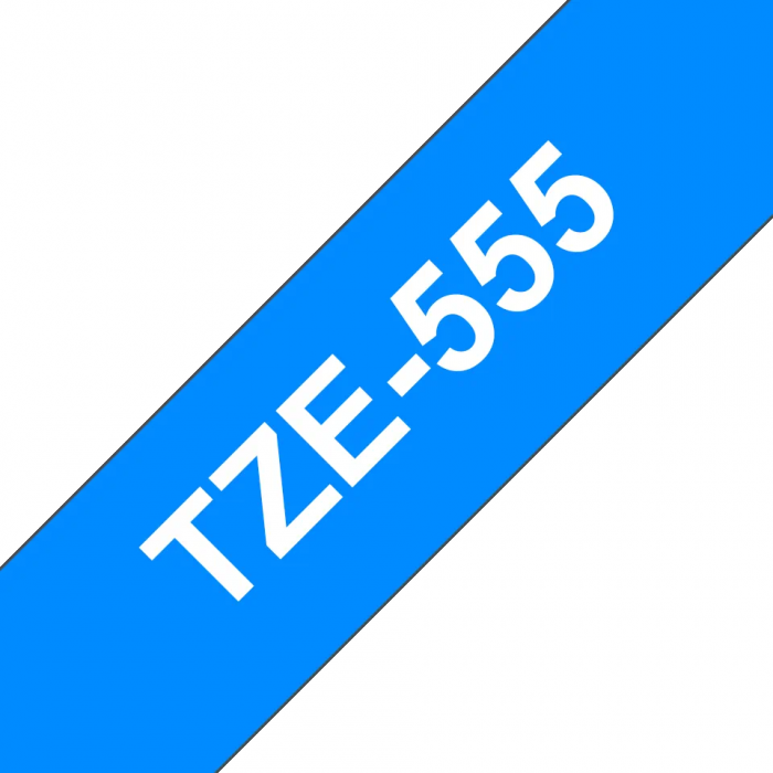 Brother TZe-555, Bandă Etichete Laminată, alb pe albastru, 24mm [3]
