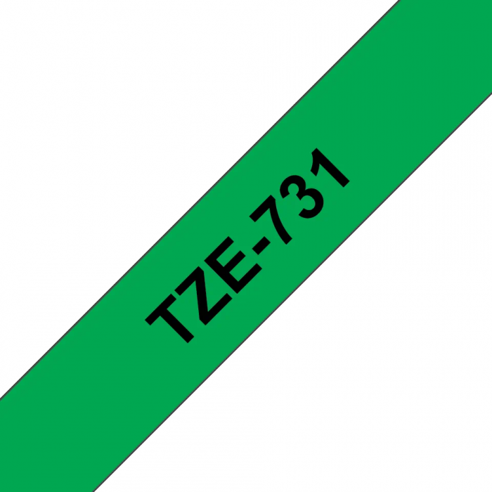 Brother TZe-731, Bandă Etichete Laminată, negru pe verde, 12mm [3]