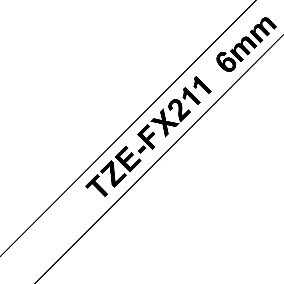 Brother TZe-FX211, Bandă Etichete Laminată Flexi ID, negru pe alb, 6mm [1]