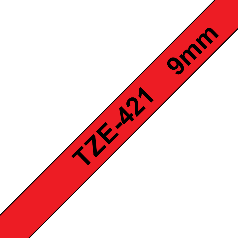 Brother TZe-421 Bandă Etichete Laminată 9mm, Negru pe Roșu - Etichete Durabile [1]