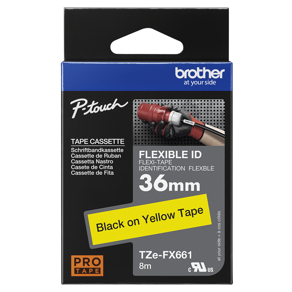 Brother TZe-FX661 Bandă Etichete Laminată Flexibilă ID 36mm, Negru pe Galben - Etichetare Vizibilă și Flexibilă [3]