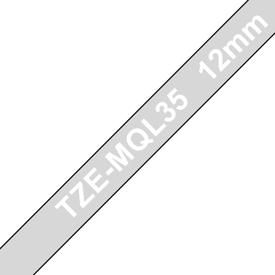 Brother TZe-MQL35 Bandă Etichete Laminată Mată 12mm, Alb pe Gri - Etichetare Elegantă și Clară [1]