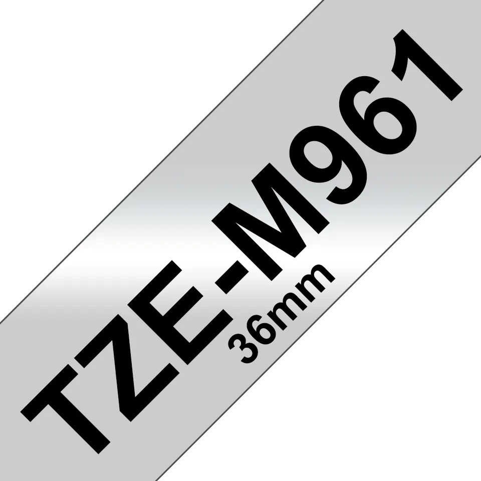 Brother TZe-M961 Bandă Etichete Laminată Mată Metalică 36mm, Negru pe Argintiu - Etichetare Elegantă și Rezistentă [1]