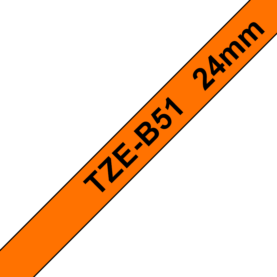 Brother TZe-B51 Bandă Etichete Laminată Fluorescentă 24mm, Negru pe Portocaliu - Etichetare Vizibilă și Durabilă [1]