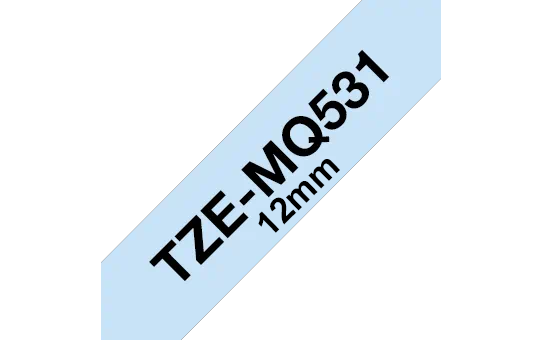 Brother TZe-MQ531 Bandă Etichete Laminată cu Model 12mm, Negru pe Albastru Pastel - Etichetare Delicată și Creativă [1]