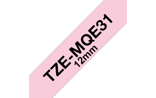Brother TZe-MQE31 Bandă Etichete Laminată 12mm, Negru pe Roz Pastelat - Etichetare Elegantă și Subtilă [1]