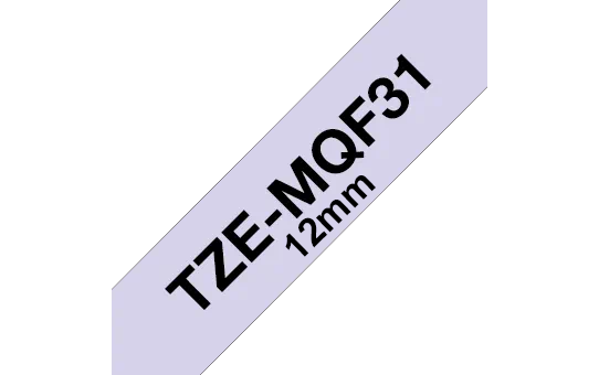 Brother TZe-MQF31 Bandă Etichete Laminată 12mm, Negru pe Mov Pastelat - Etichetare Subtilă și Elegantă [1]