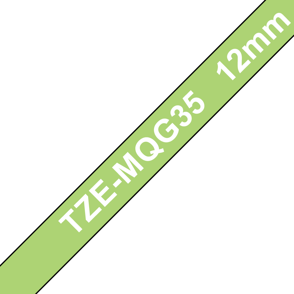 Brother TZe-MQG35 Bandă Etichete Laminată Mată 12mm, Alb pe Verde Lime - Etichetare Luminoasă și Modernă [1]