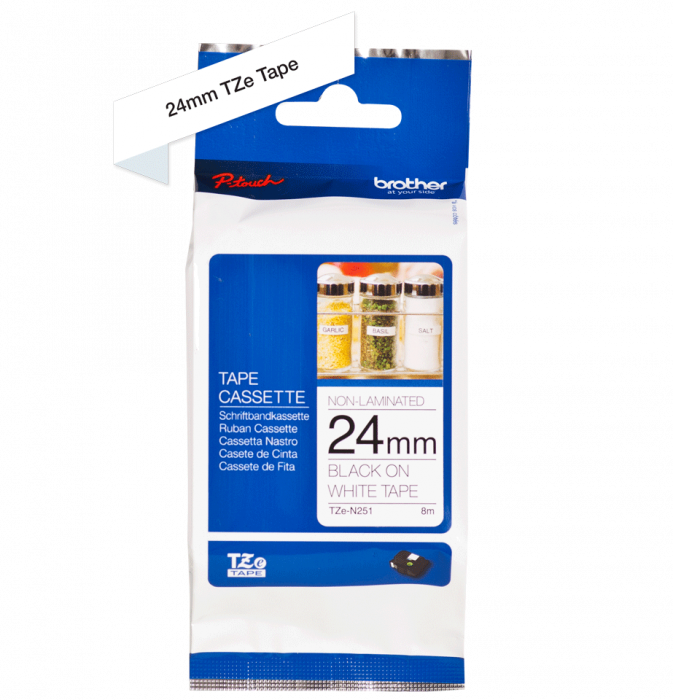 Brother TZe-N251 Bandă de Etichete 24mm, Negru pe Alb - Etichetare Clară și Profesională [3]
