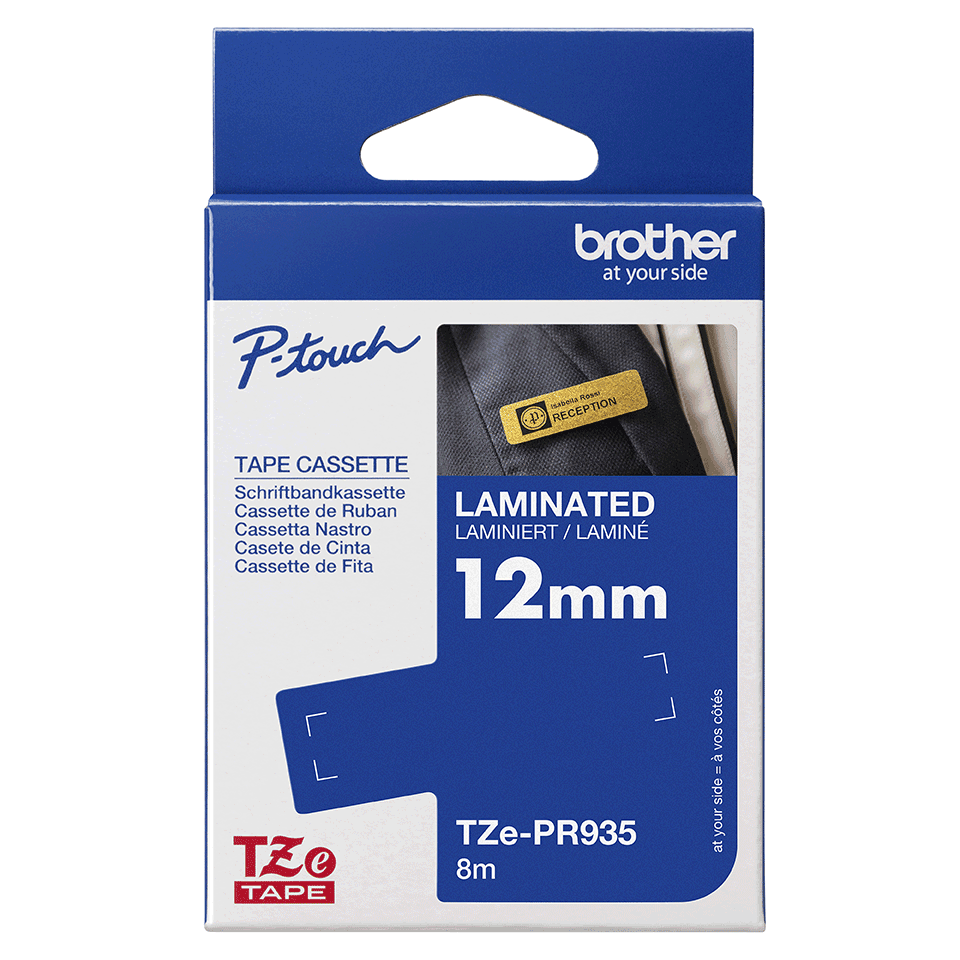 Brother TZe-PR935 Bandă Etichete Laminată 12mm, Alb pe Argintiu Sclipitor - Etichetare Elegantă și Strălucitoare  Descriere Meta: [3]