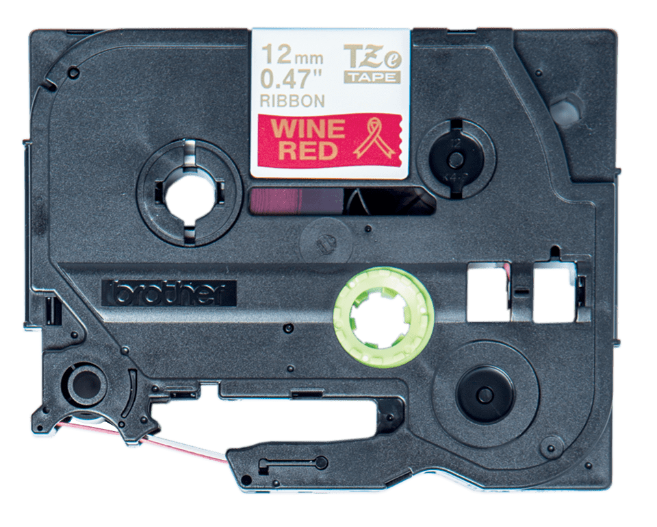 Brother TZe-RW34 Bandă Etichete Laminată Tip Panglică 12mm, Auriu pe Roșu Bordeaux - Etichetare Elegantă și Festivă [2]